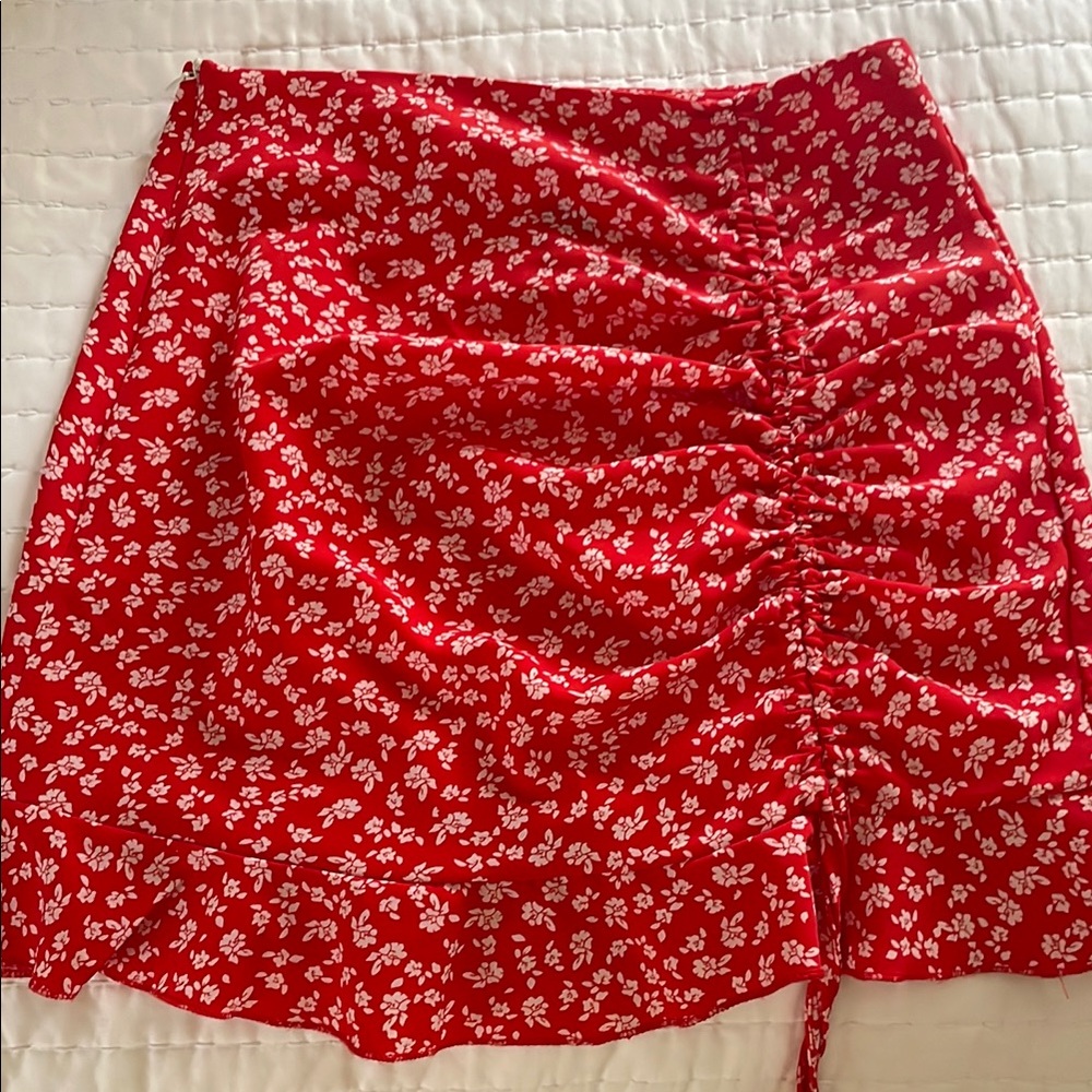 Floral Red Skirt